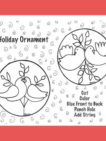Dove ornament coloring page, plain and uncolored.