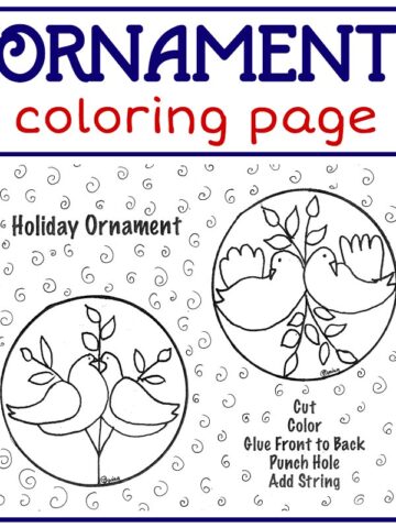 Holiday ornament coloring page for kids. Make gift tags or ornaments.