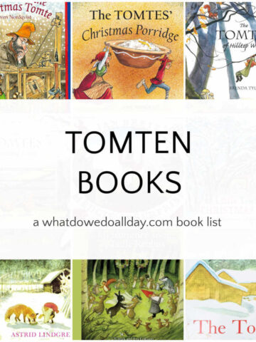 Collage of children's picture books with text overlay, Tomten Books.