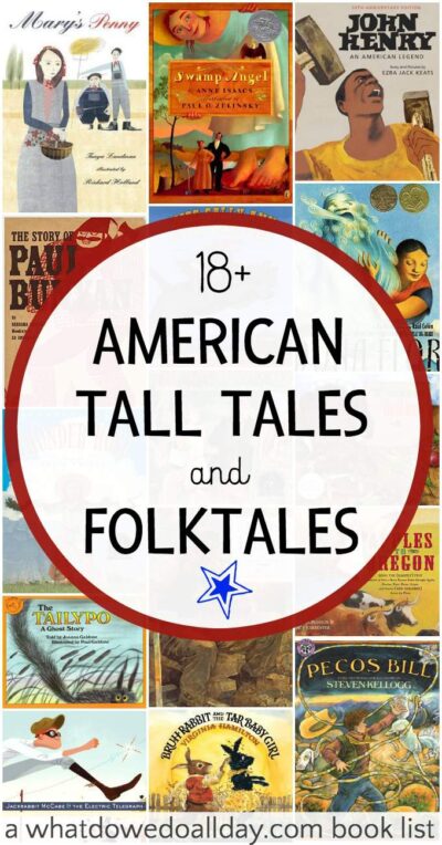 American folktales and tall tales. A picture book list for kids. 