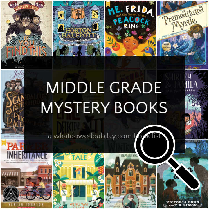 Collage of middle grade mystery books 
