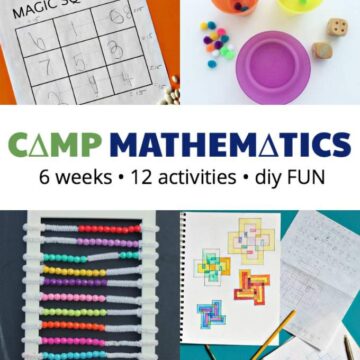 Collage of math based kids activities.