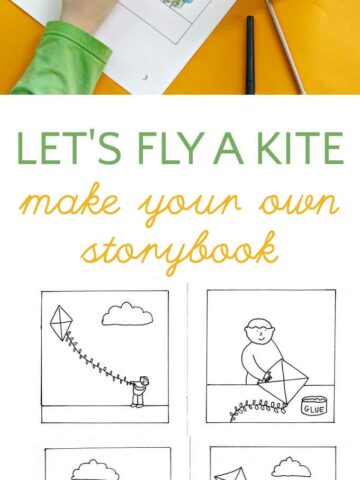 Make your own kite story book with a darling free printable coloring page from Melanie Hope Greenberg, children's book illustrator.