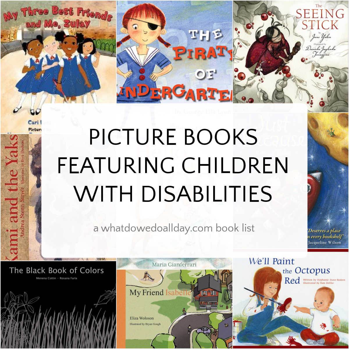 book covers of picture books that show children with disabilities
