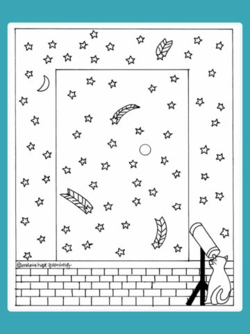 Blank night sky coloring page on blue background