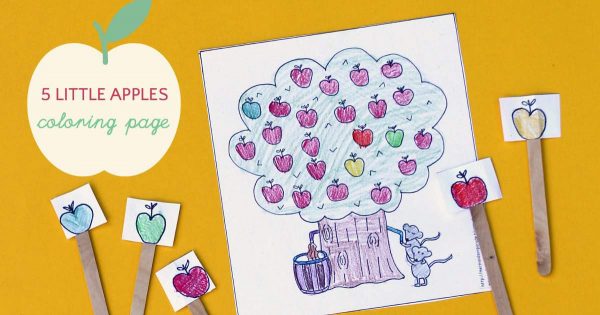 Apple picking coloring page