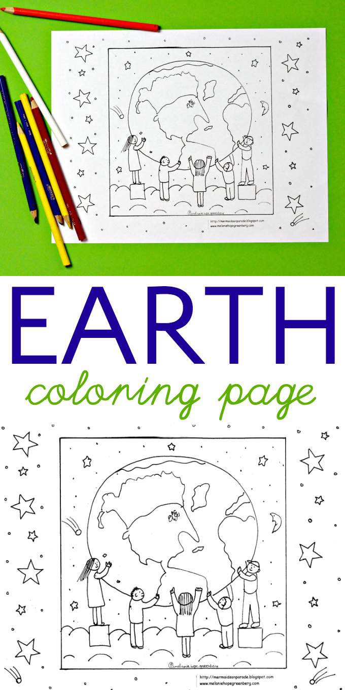Earth coloring page for kids