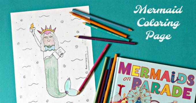 Mermaid Liberty Statue Coloring Page