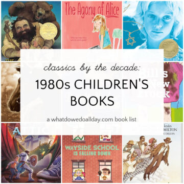 Collage of children's books with text overlay, 1980s Children's Books.