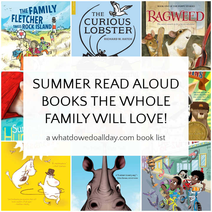 Collage of summer read alouds book covers