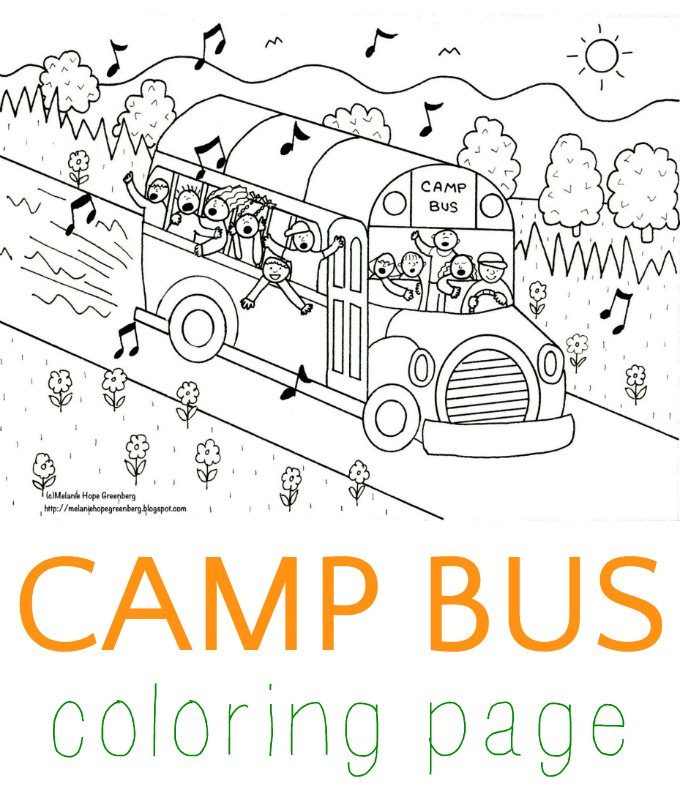 Camp bus coloring page