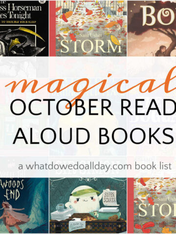 Collage of book covers for October read aloud book selections