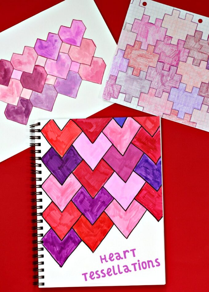 Heart tessellations is a good STEAM project for Valentine's Day