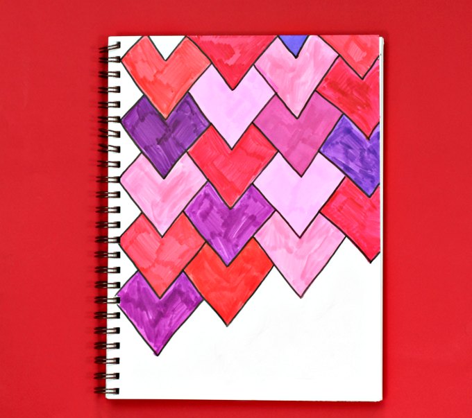 Art journal full of valentine tessellations