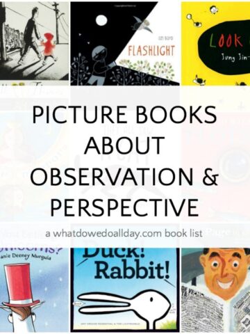 Collage of picture books about observation and about perspective