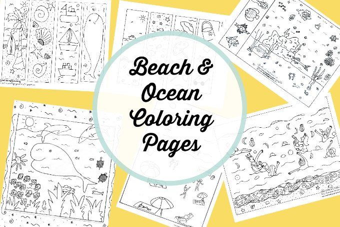 Free beach and ocean themed coloring pages