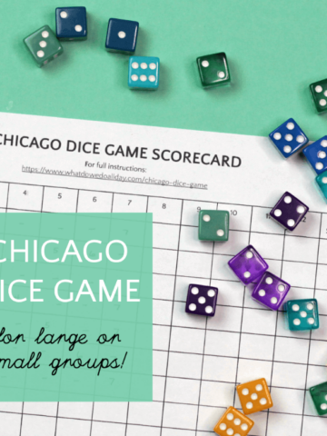 Chicago dice game score card and dice