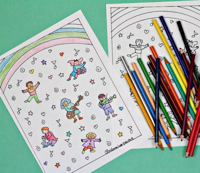 Musical children coloring page