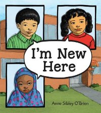 I'm new Here book cover with three children of different races 