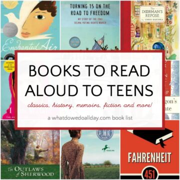 Collage of book covers for list of books to read aloud to teens