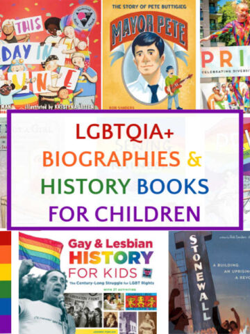 Collage of lgbtq picture books for kids