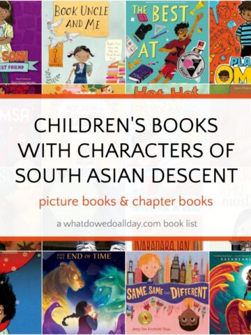 collage of children's books with south asian characters