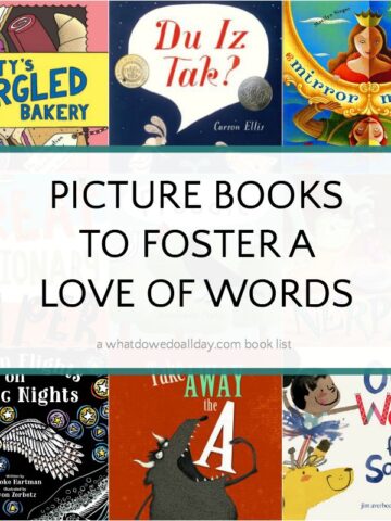 collage of picture books about words