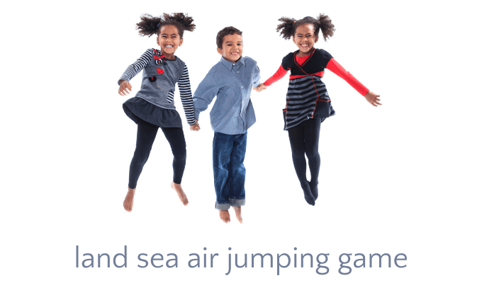 three children jumping