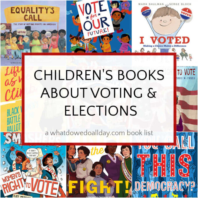 collage of children's books about voting