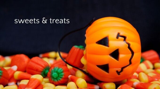 Halloween pumpkin and candy
