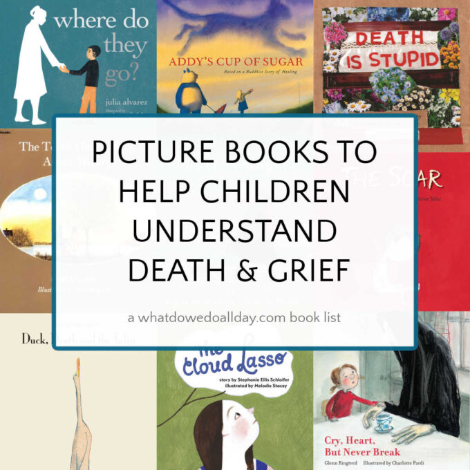 collage of picture books about death