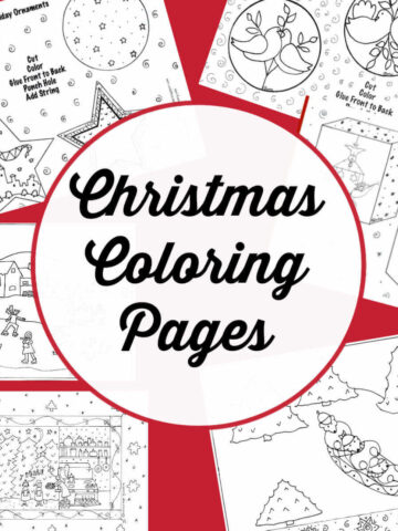 Collage of Christmas themed coloring pages.