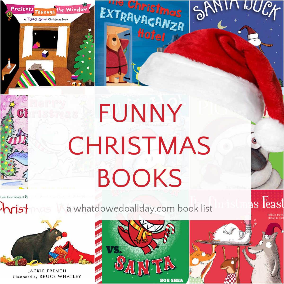 Funny christmas books collage of book covers