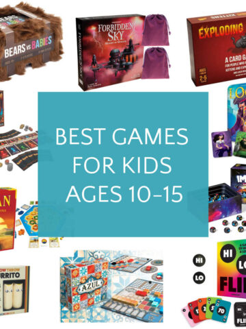 collage of games for kids ages 10-15