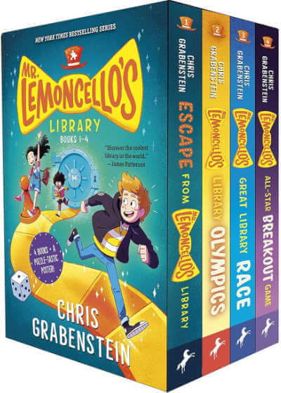 Box set of 4 books from Mr Lemoncello's Library