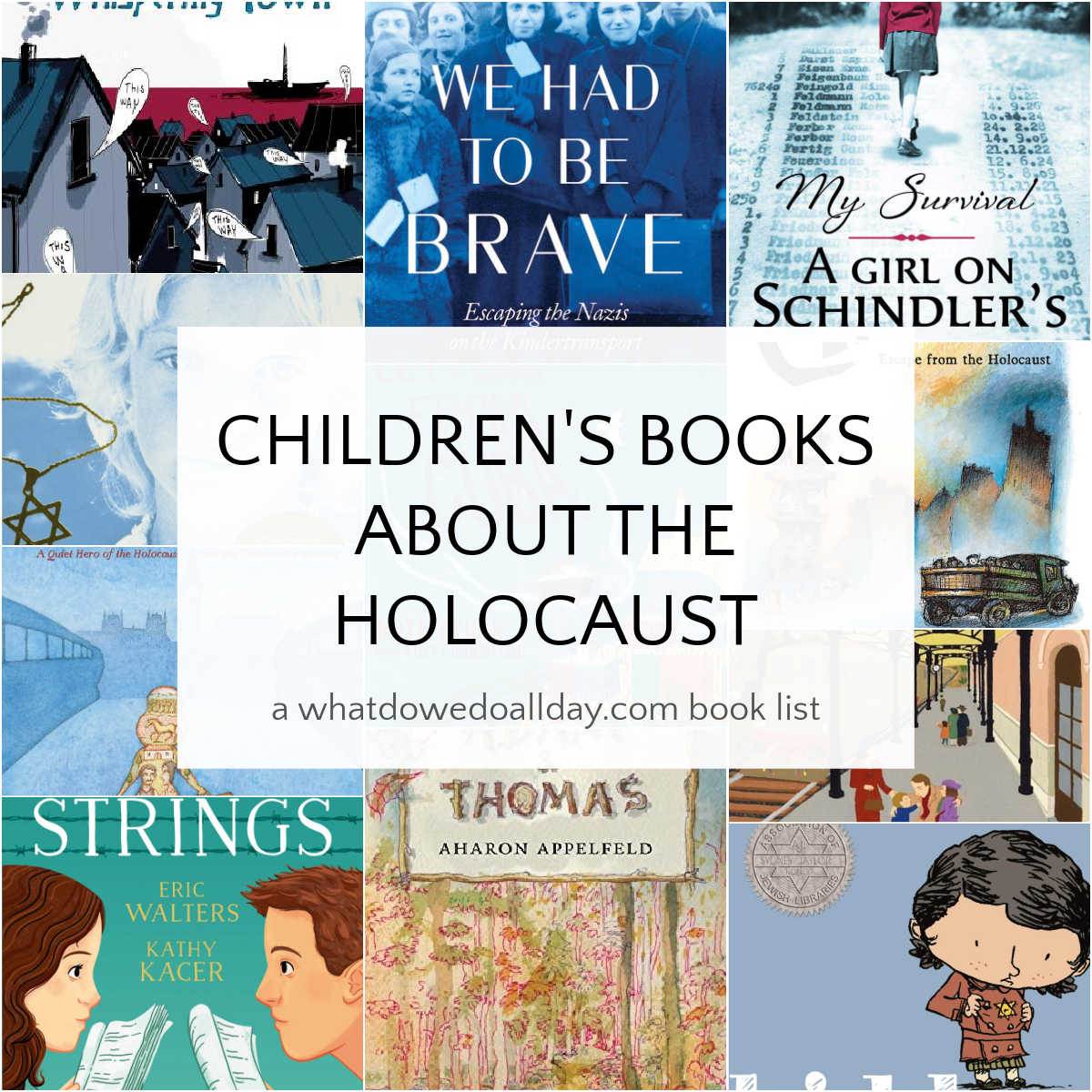 collage of children's books about the Holocaust