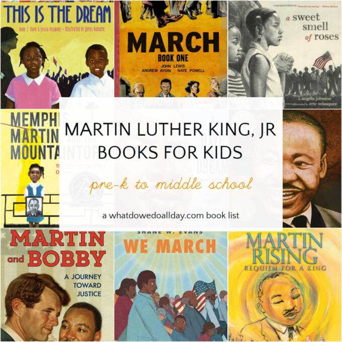 Collage of Martin Luther King books for kids 