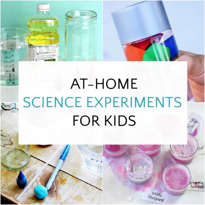 collage of science experiments to do at home