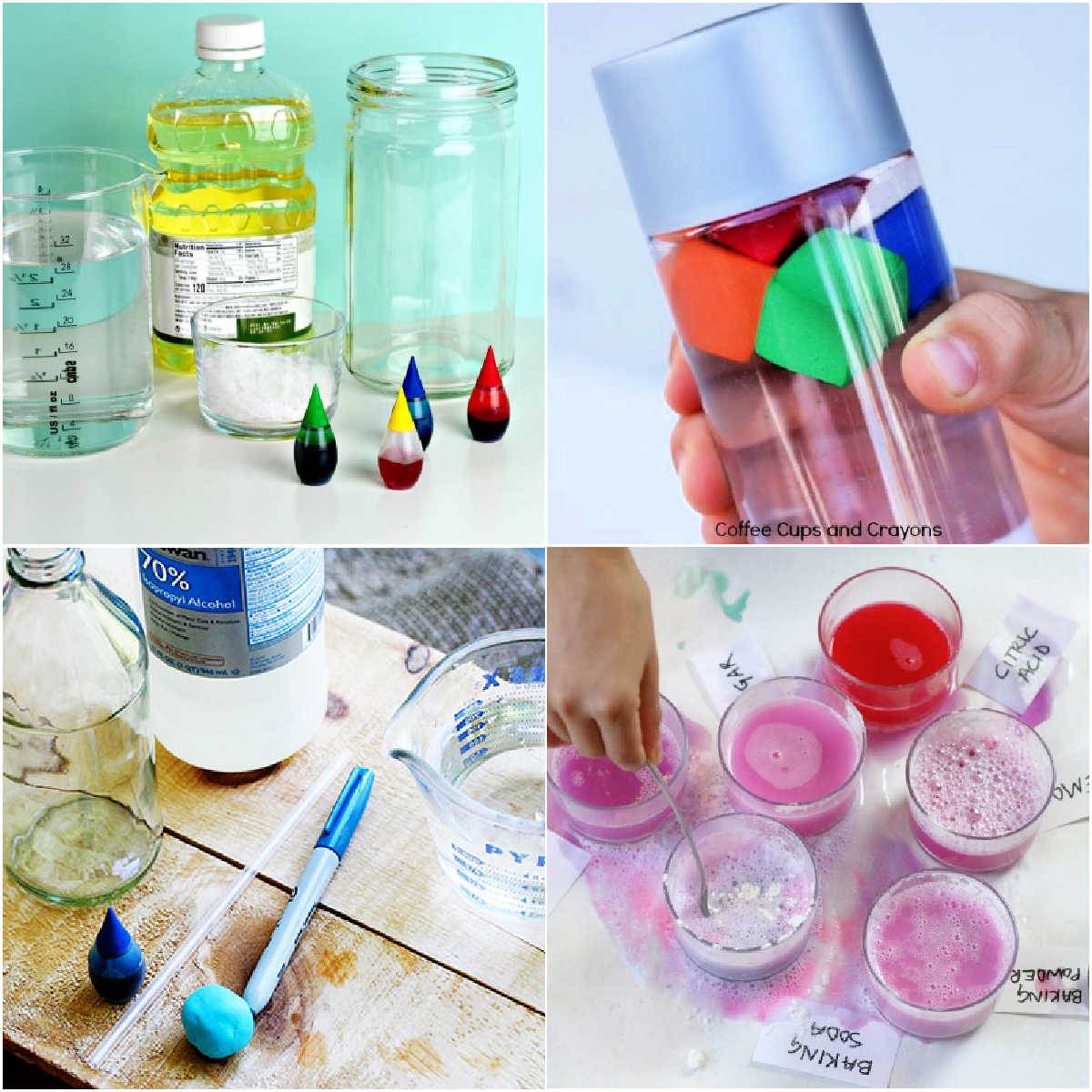 collage of science experiments for kids