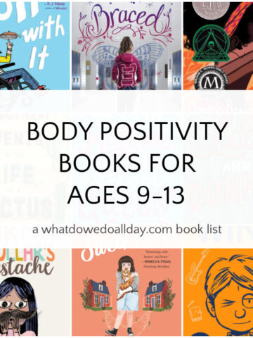 Collage of body positivity book covers for tween readers