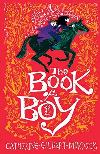 Red book cover for The Book of Boy showing two people riding a horse