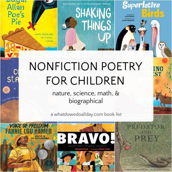 collage of book covers featuring nonfiction poetry for kids
