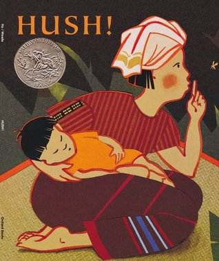Hush a Thai Lullaby book cover showing Thai mother hushing and holding baby