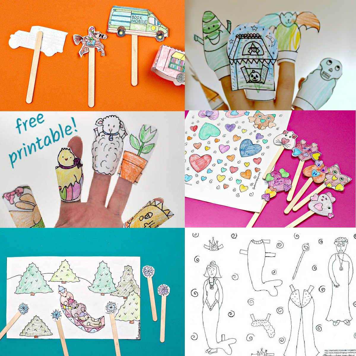 collage of paper puppets for kids