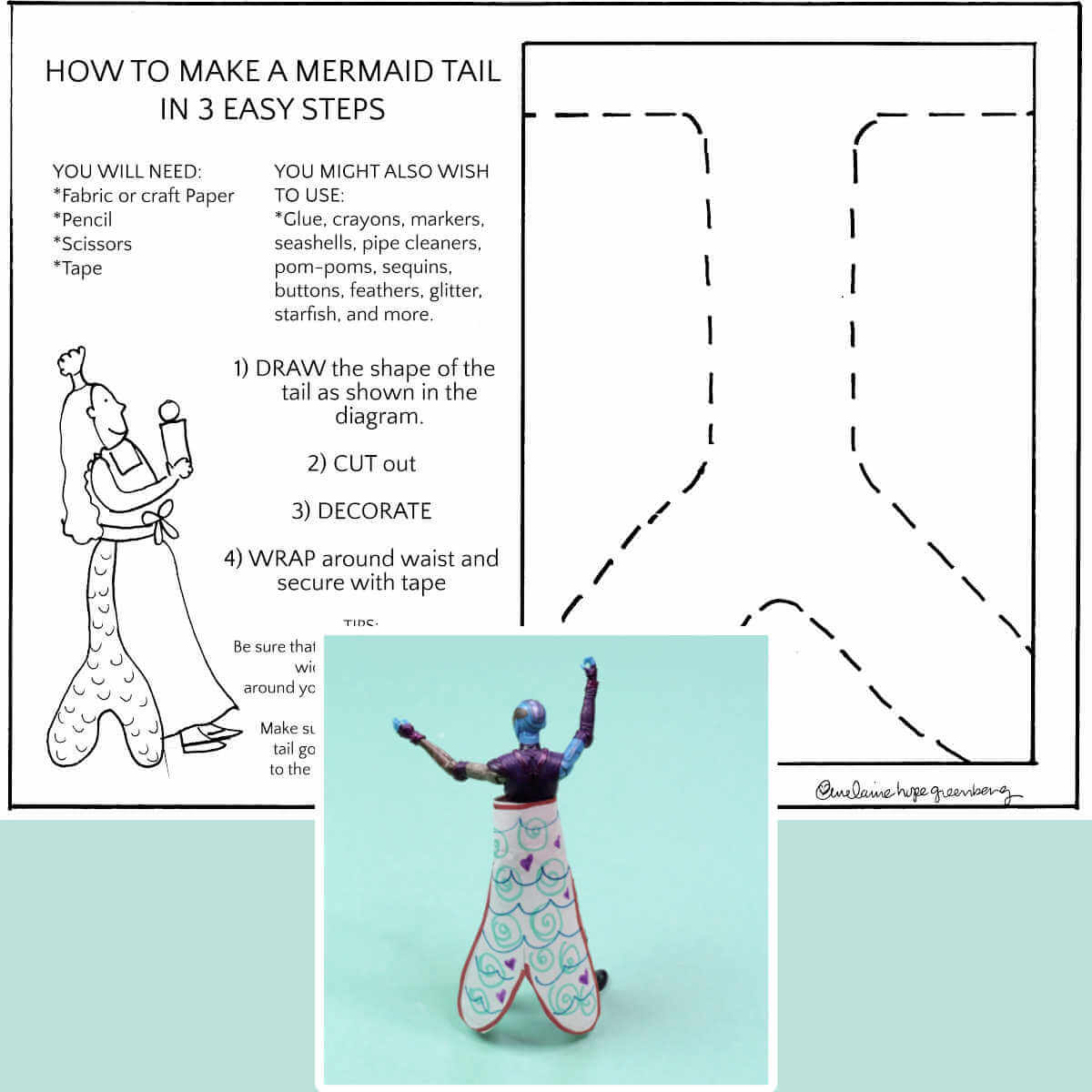 mermaid tail printable and example