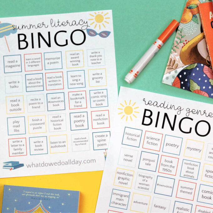two summer reading bingo cards for kids