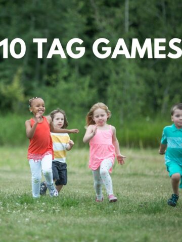 kids playing tag on grass