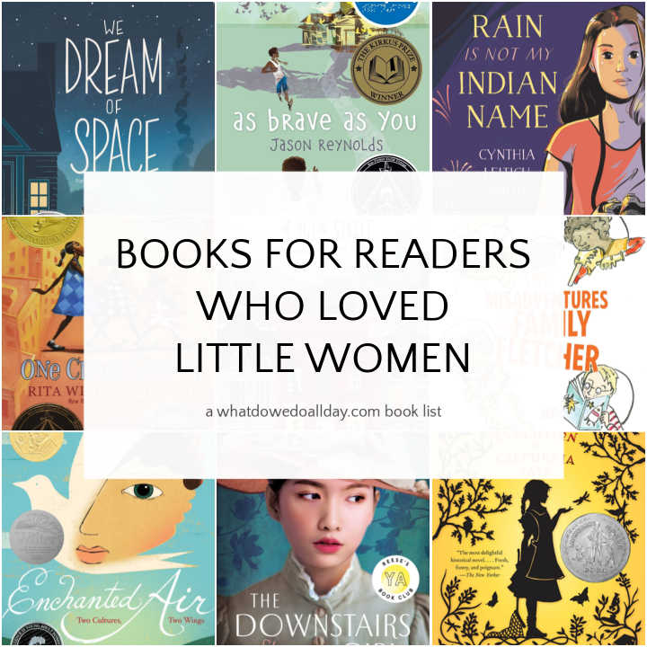 Collage of book covers of books like Little Women