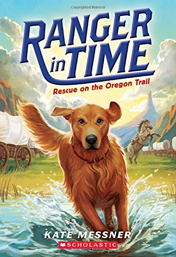 Ranger in Time beginning chapter book cover showing golden retriever running