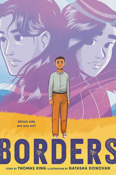 Borders graphic novel book cover showing boy with female faces in the background